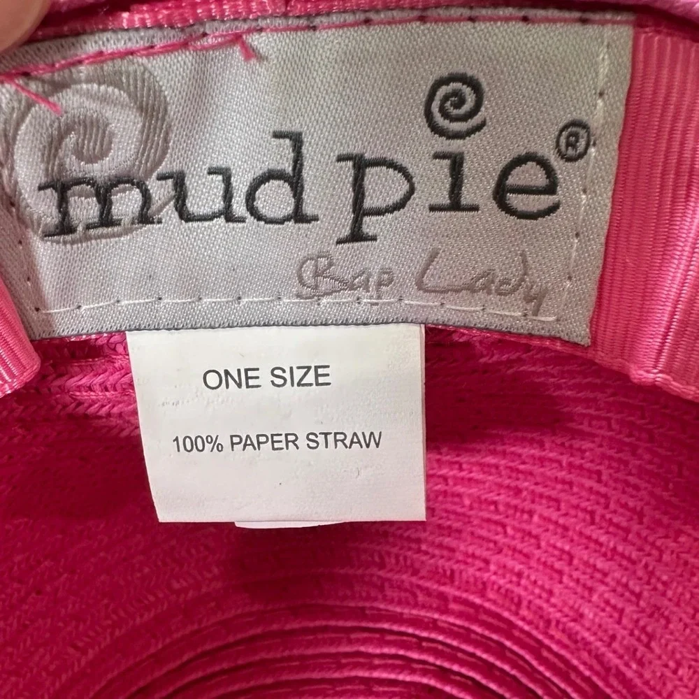Mud Pie Pink Wide Brim Straw Sun Hat‎ Orange Scarf Floppy Beach One Size